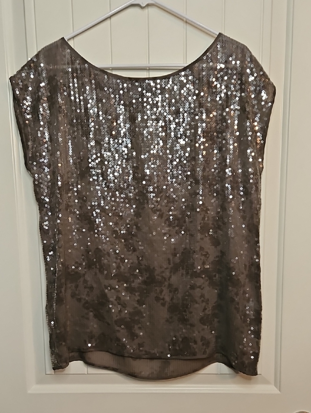 Eileen Fisher Silk Sequin Pop Over Top